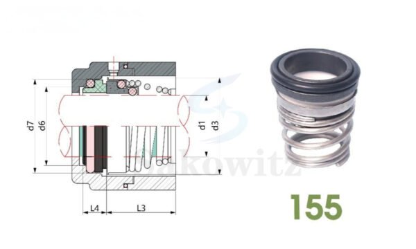155 Mechanical Seal – Unbalanced, conical spring type