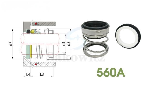 560A Mechanical Seal – Single face, unbalanced, any rotation