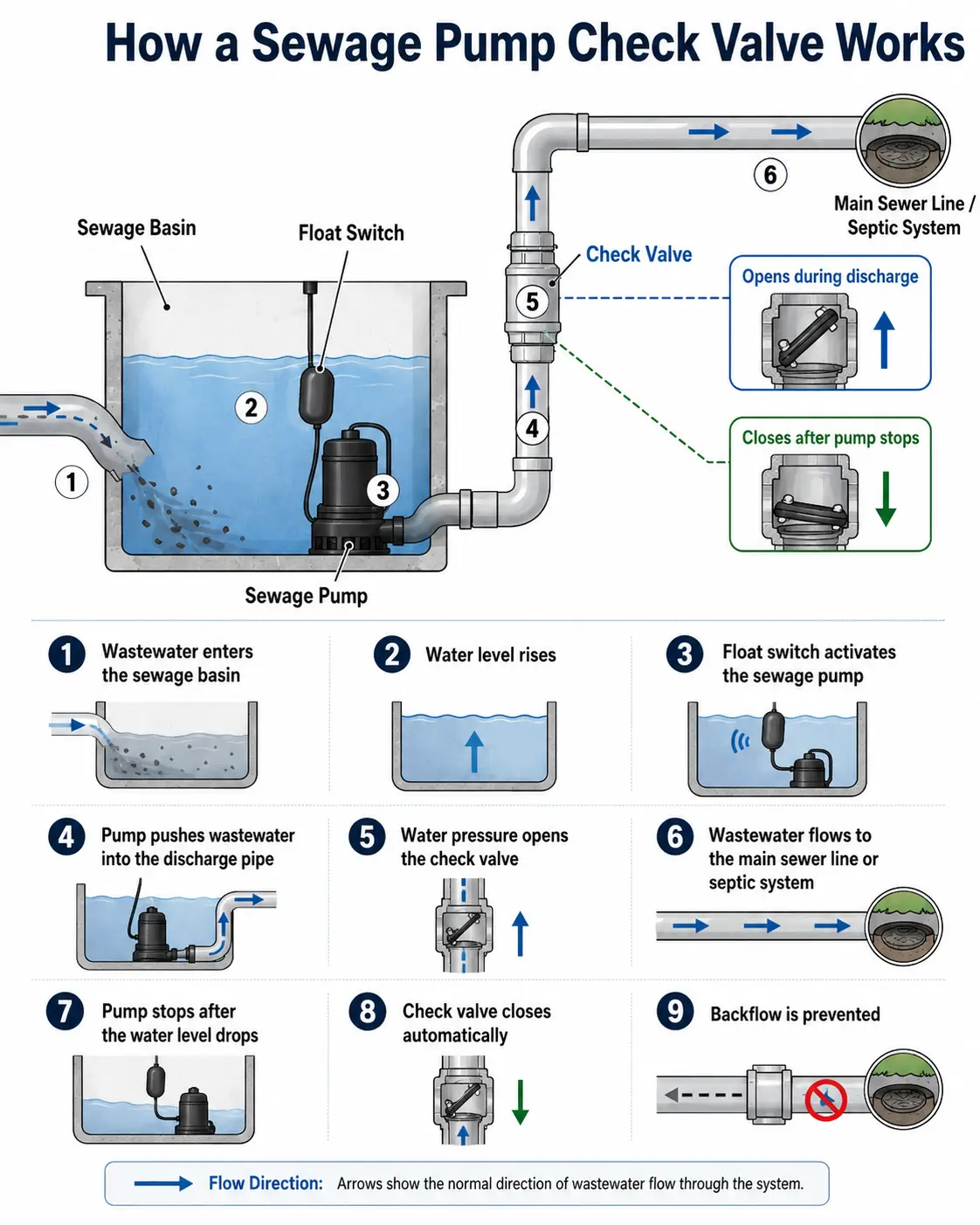 Where Should a Sewage Pump Check Valve Be Installed