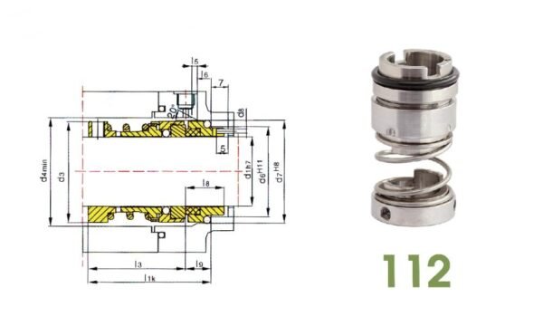 112 Mechanical Seal for Clean Water Pumps Piping Pumps and Vacuum Pumps.