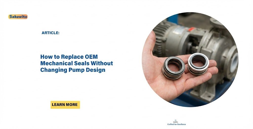 Mechanical seal installation example showing seal fitted on pump shaft without modifying pump structure